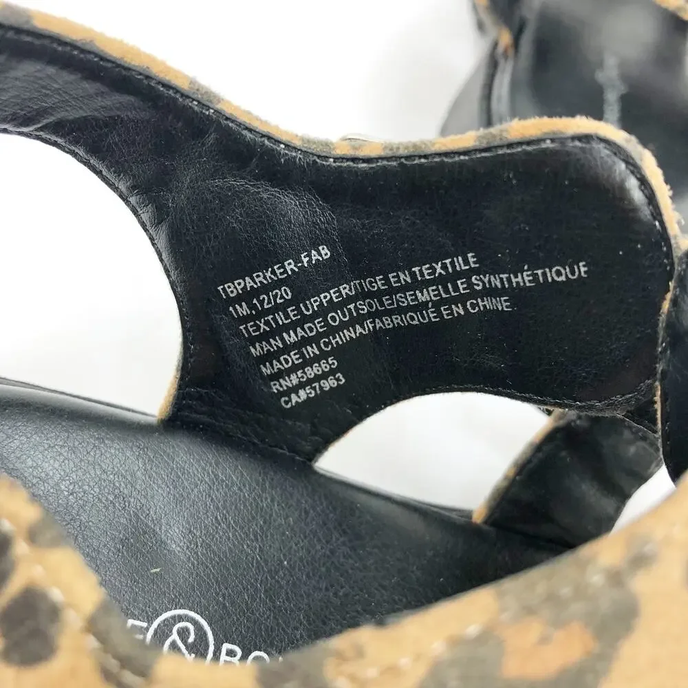 Treasure & Bond Girls Parker Gabrielle Sandals 1 Tan Black Animal Print NWOT
